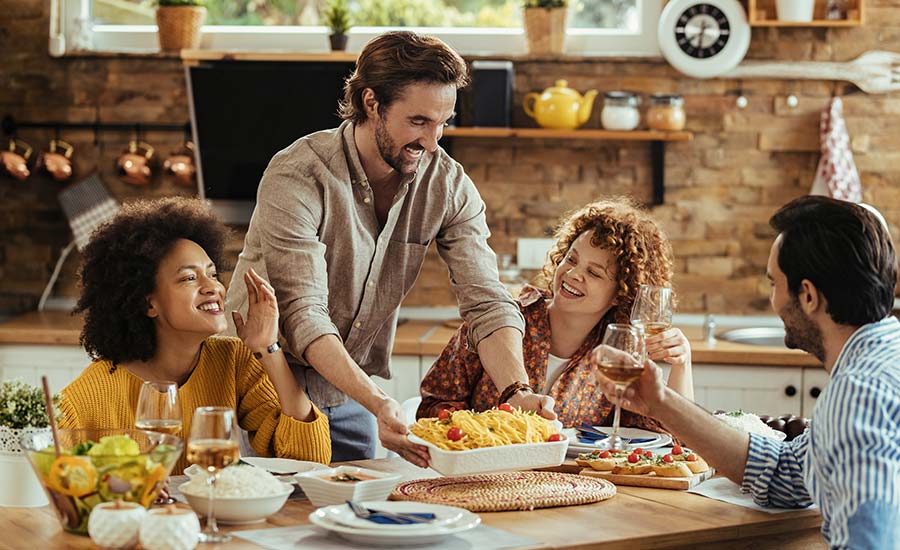 A group of friends sharing a meal​