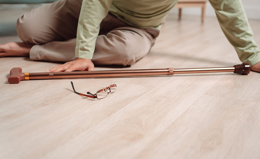 A close-up image of a senior after a fall