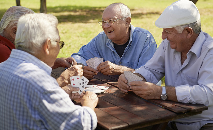 A group of seniors playing cards