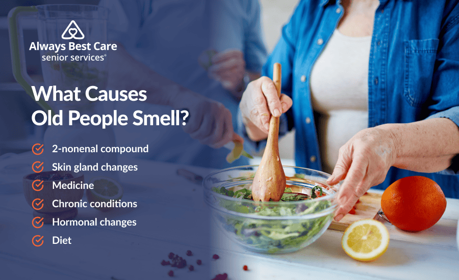 An infographic highlighting what causes old people smell