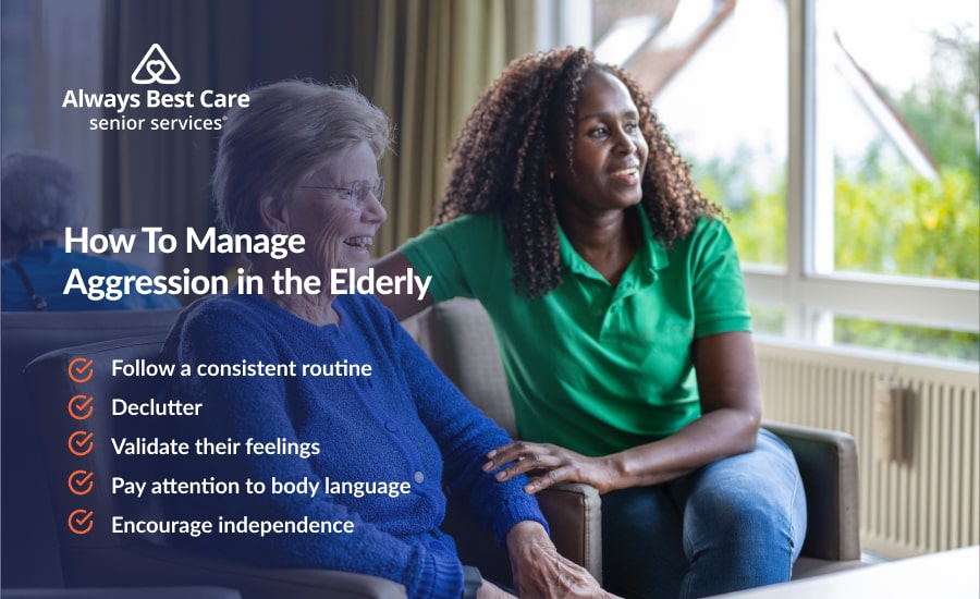 An infographic with helpful tips for dealing with difficult behavior in seniors