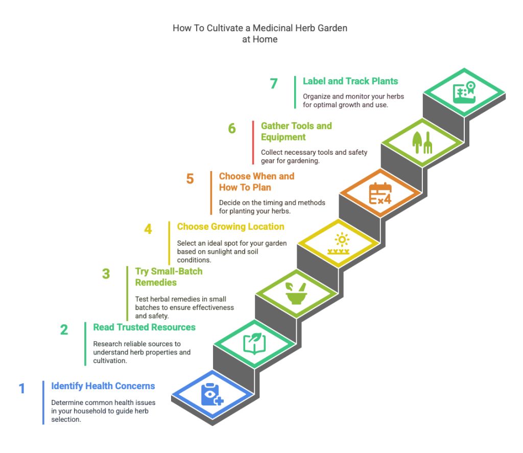An infographic of how to start a medicinal herb garden
