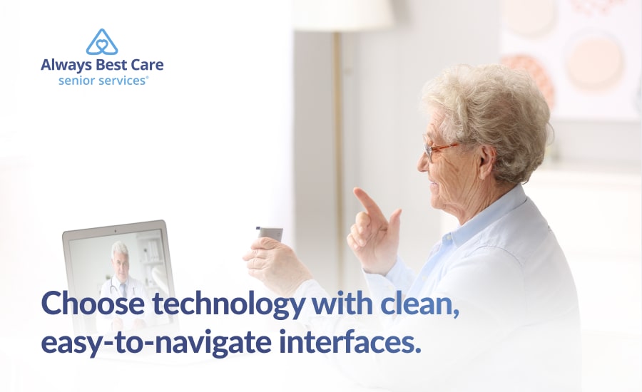 An infographic highlighting tips when choosing senior tech