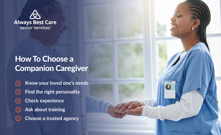 An infographic outlining how to choose the best companion caregiver for your loved one