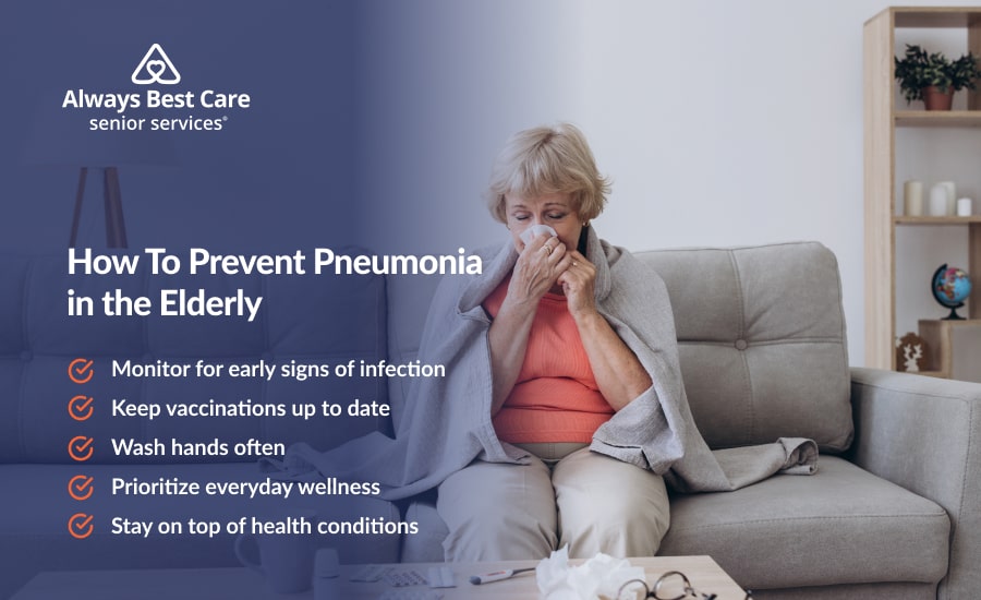 An infographic highlighting step-by-step prevention tips for reducing pneumonia risk in older adults