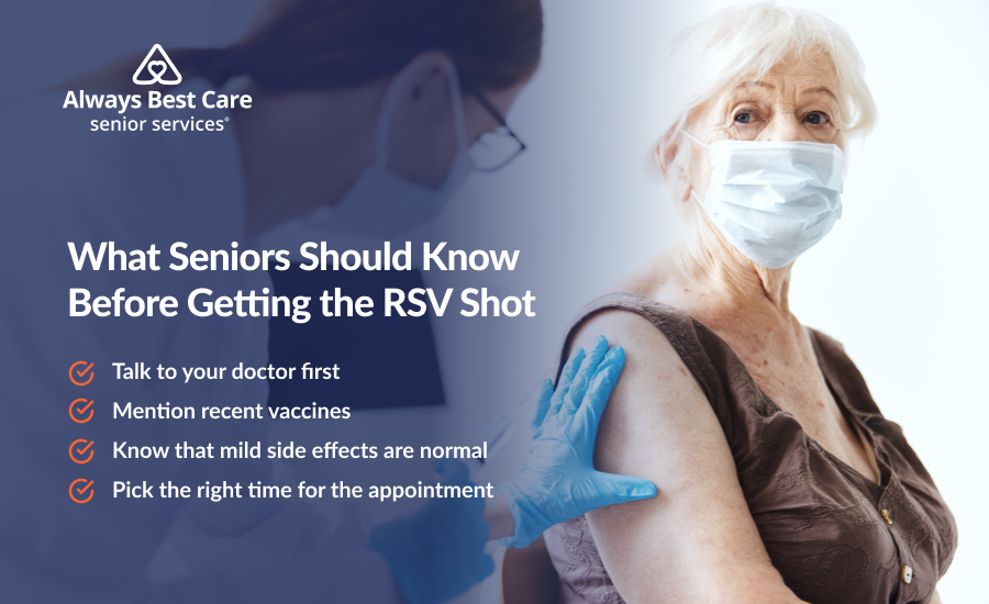 An infographic highlighting what to know before getting the RSV vaccine