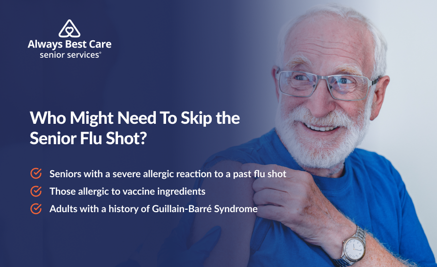 An infographic highlighting who shouldn’t get the senior flu shot