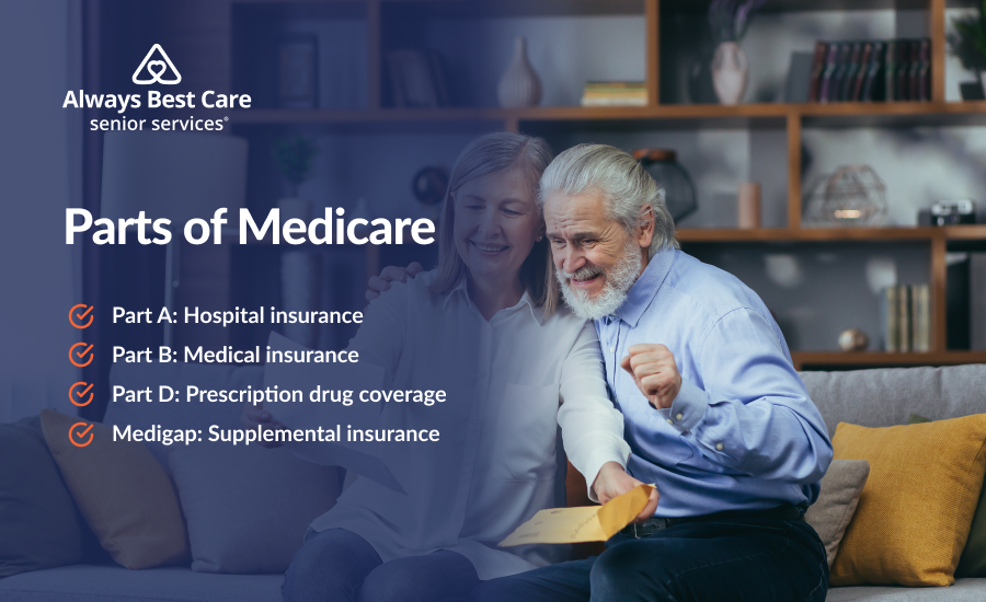 An infographic highlighting the parts of Medicare